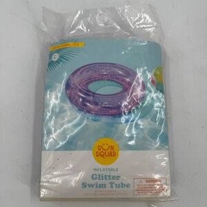 Sun Squad Inflatable Glitter‎ Swim Tube Purple 36 Inch Diameter New
